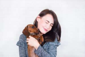 Therapy dog giving affection 